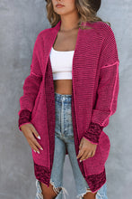 Load image into Gallery viewer, Rose Plaid Knitted Long Open Front Cardigan
