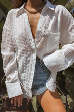 Load image into Gallery viewer, White Crinkled Plaid Textured Shirt
