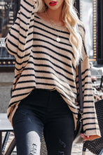 Load image into Gallery viewer, Striped Print Dropped Shoulder Loose Sleeve Sweater

