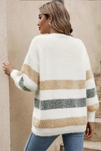 Load image into Gallery viewer, Multicolor Striped Print Fuzzy Cardigan
