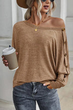 Load image into Gallery viewer, Khaki Solid Color Button Decor Dolman Sleeve Top
