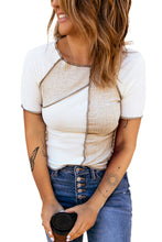 Load image into Gallery viewer, Colorblock Seamed Ribbed Slim Fit T-shirt
