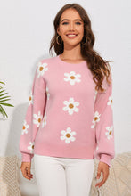 Load image into Gallery viewer, Floral Pattern Drop Shoulder Sweater
