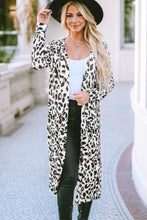 Load image into Gallery viewer, Leopard Pocketed Open Front Duster Cardigan
