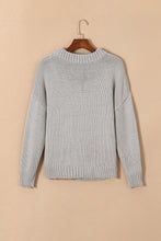 Load image into Gallery viewer, Light Grey Chunky Knit Turtle Neck Drop Shoulder Sweater
