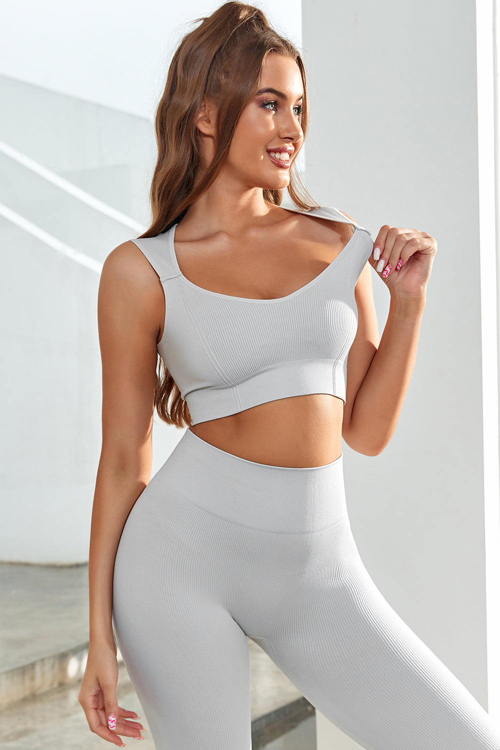 Joint Straps Sleeveless Ribbed Gym Top