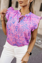 Load image into Gallery viewer, Lace up Ruffle Leopard Print Top
