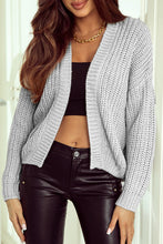 Load image into Gallery viewer, Gray Ribbed Trim Chunky Knit Sweater Cardigan
