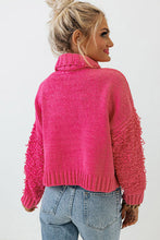 Load image into Gallery viewer, Ribbed Turtleneck Fuzzy Sleeve Knit Sweater
