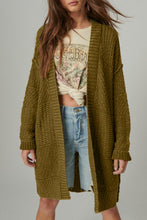 Load image into Gallery viewer, Green Exposed Seam Mixed Knit Drop Shoulder Cardigan
