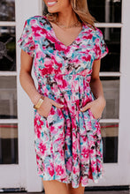 Load image into Gallery viewer, V Neck Short Sleeve Floral Dress
