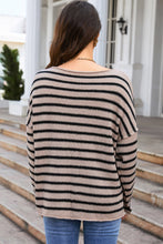 Load image into Gallery viewer, Striped Print Dropped Shoulder Loose Sleeve Sweater
