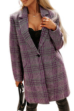 Load image into Gallery viewer, Pink Plaid Lapel Collar One Button Midi Coat
