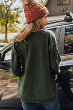 Load image into Gallery viewer, Green Expose Seam Detail Split Neck Long Sleeve Top
