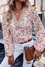 Load image into Gallery viewer, White Floral Long Sleeve Lace V-Neck Blouse
