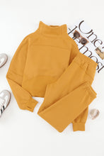 Load image into Gallery viewer, Yellow Half Zip Sweatshirt and Sweatpants Sports Set
