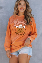 Load image into Gallery viewer, Orange Howdy Pumpkin Halloween Graphic Corded Sweatshirt
