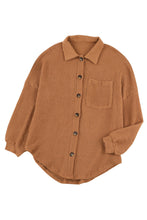Load image into Gallery viewer, Brown Waffle Knit Button Up Casual Shirt
