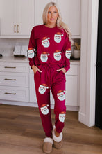 Load image into Gallery viewer, Sequined Santa Claus Pattern Lounge Sweatsuit
