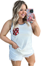 Load image into Gallery viewer, Plus Size Shiny Pocket Flag Star Back Tank Top

