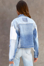 Load image into Gallery viewer, Color Block Denim Patchwork Frayed Hem Jacket
