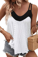 Load image into Gallery viewer, Two Tone Splicing Eyelet Textured Tank Top
