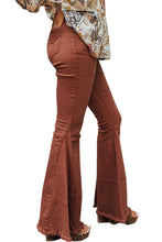 Load image into Gallery viewer, High Waist Raw Hem Flare Jeans
