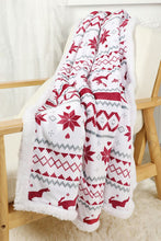 Load image into Gallery viewer, White Christmas Reindeer Snowflake Printed Sherpa Blanket
