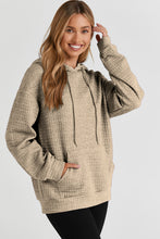 Load image into Gallery viewer, Khaki Quilted Kangaroo Pocket Drawstring Hoodie
