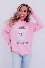 Load image into Gallery viewer, Pink HO HO HO Sequined Santa Claus Sweatshirt
