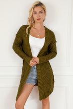 Load image into Gallery viewer, Green Exposed Seam Mixed Knit Drop Shoulder Cardigan
