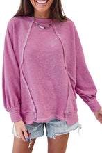 Load image into Gallery viewer, Pink Exposed Seam Round Neck Terry Pullover
