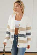 Load image into Gallery viewer, Multicolor Striped Print Fuzzy Cardigan
