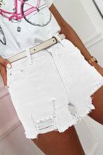 Load image into Gallery viewer, Solid Color Distressed Denim Shorts
