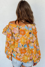 Load image into Gallery viewer, Ginger Floral Print Ruffle Puff Sleeve Blouse
