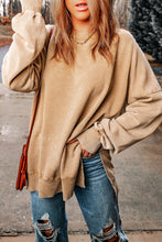 Load image into Gallery viewer, Khaki Drop Shoulder Ribbed Trim Oversized Sweatshirt
