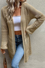 Load image into Gallery viewer, Khaki Pointelle Knit Open Front Cardigan
