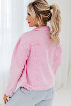 Load image into Gallery viewer, Acid Wash Button Flap Pocket Denim Jacket
