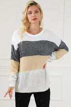 Load image into Gallery viewer, Multicolour Color Block Drop Shoulder Knit Sweater
