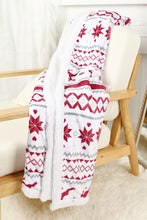 Load image into Gallery viewer, White Christmas Reindeer Snowflake Printed Sherpa Blanket
