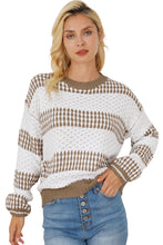 Load image into Gallery viewer, Multicolour Vertical Stripes Two Tones Drop Shoulder Sweater
