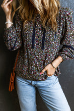 Load image into Gallery viewer, Multicolor Floral Print Puff Sleeve Blouse
