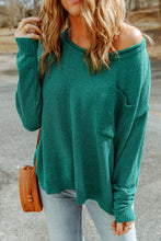 Load image into Gallery viewer, Solid Color Off Shoulder Rib Knit Sweater with Pocket
