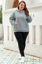 Load image into Gallery viewer, Gray Kangaroo Pockets Quilted Plus Size Hoodie
