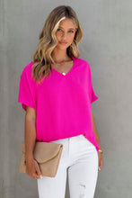 Load image into Gallery viewer, Solid V Neck Short Sleeve Blouse
