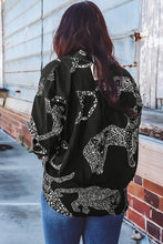 Load image into Gallery viewer, Black Cheetah Print Satin Shirt
