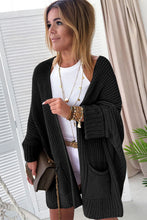 Load image into Gallery viewer, Black Oversized Fold Over Sleeve Sweater Cardigan
