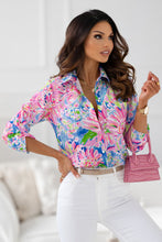 Load image into Gallery viewer, Abstract Floral Print Buttoned Sheath Long Sleeve Shirt
