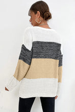 Load image into Gallery viewer, Multicolour Color Block Drop Shoulder Knit Sweater
