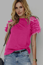 Load image into Gallery viewer, Mesh Ruffled Short Sleeve T Shirt
